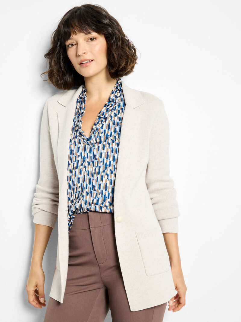 Elegant Knit Blazer - Sugar Cookie