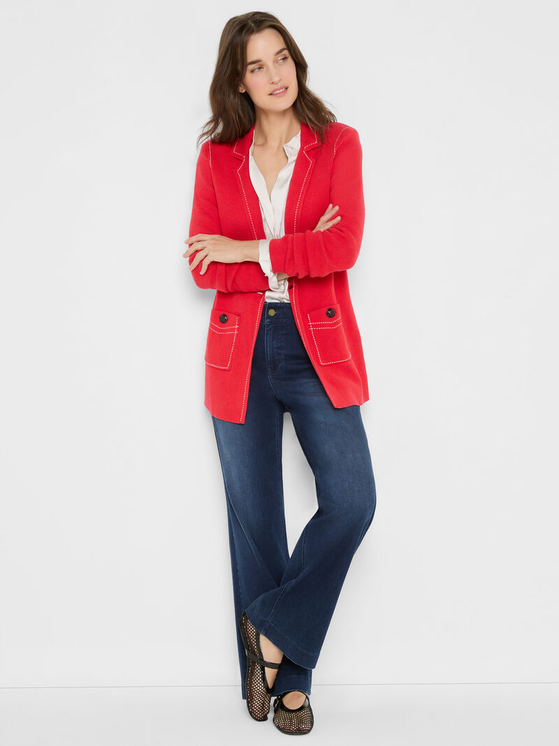 Stitch Knit Blazer - Scarlet