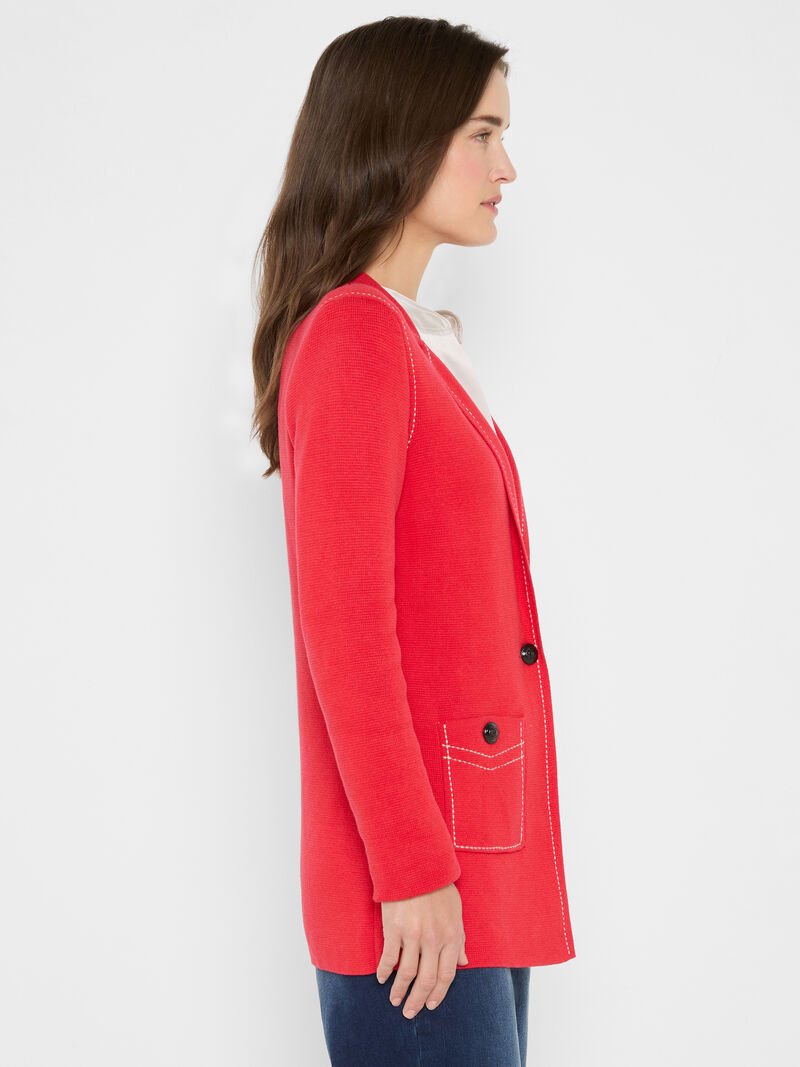 Stitch Knit Blazer - Scarlet