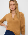 Henley Ruffle Sweater - Caramel