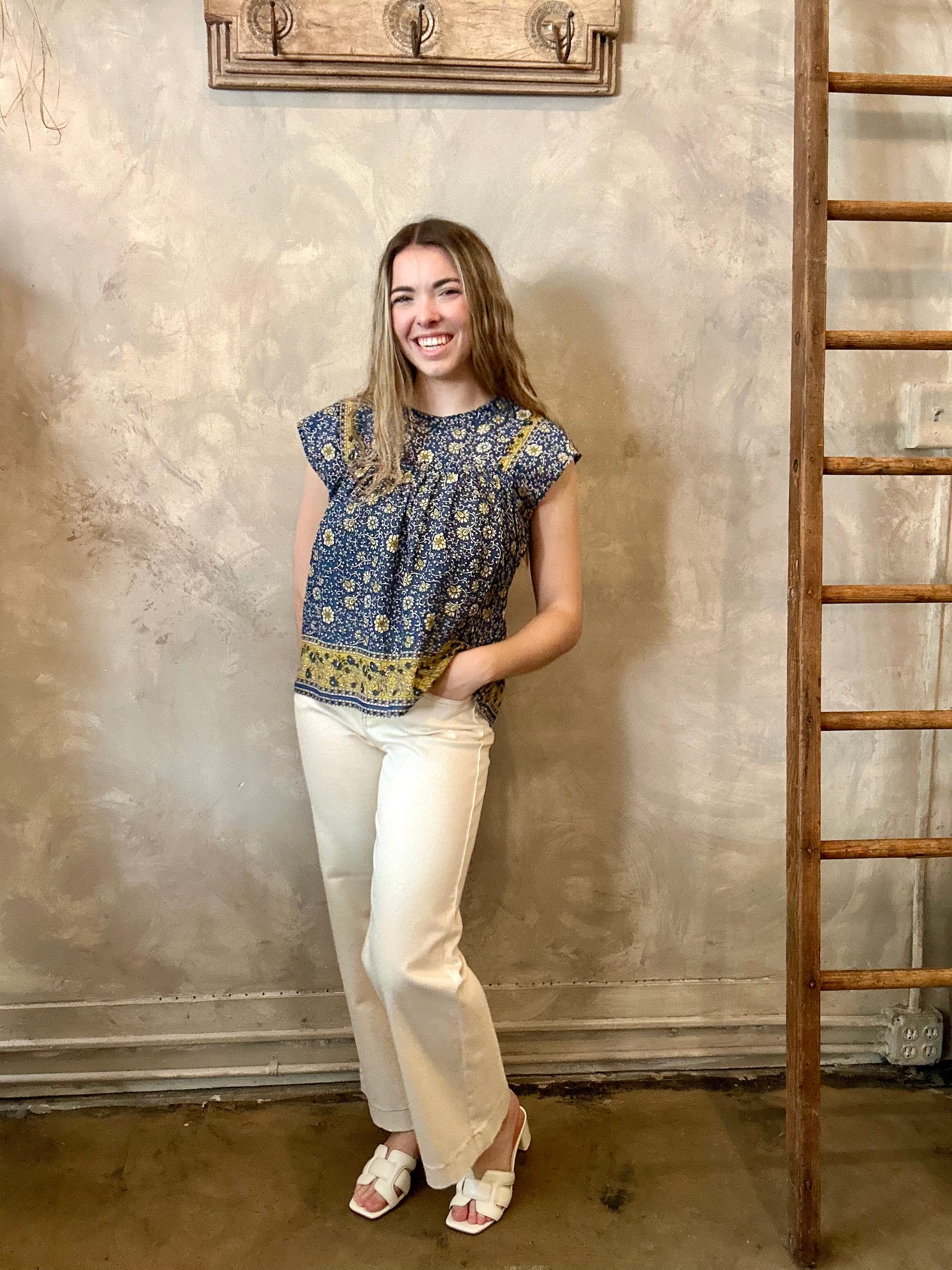 Selene Blouse - Blue Floral