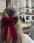 Velvet Bow Barrette - Red