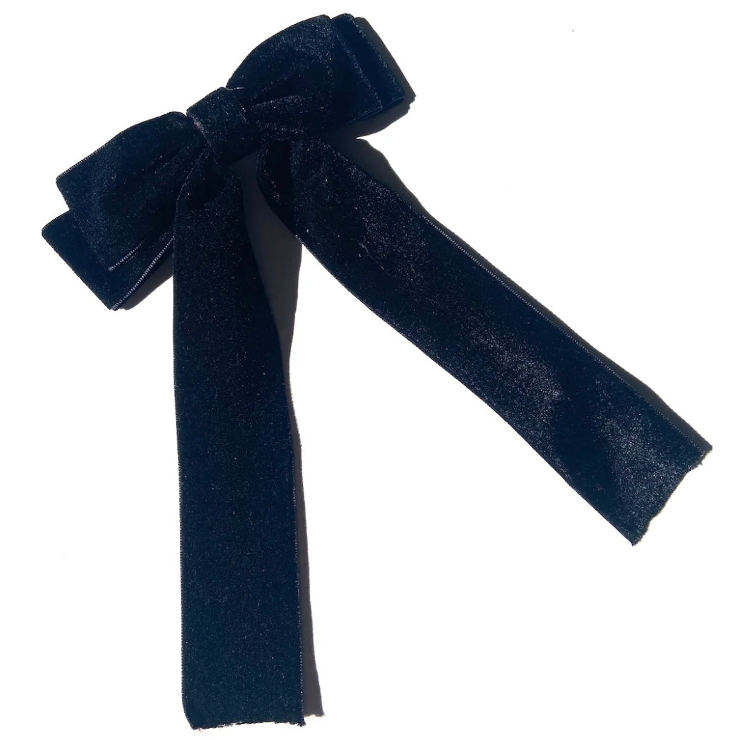 Velvet Bow Barette - Black