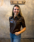 Vegan Zip Front Jacket - Chocolate