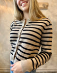 Striped Cardigan - Mushroom & Black