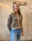 Striped Cardigan - Mushroom & Black