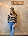 Striped Cardigan - Mushroom & Black