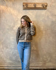 Striped Cardigan - Mushroom & Black