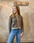 Striped Cardigan - Mushroom & Black