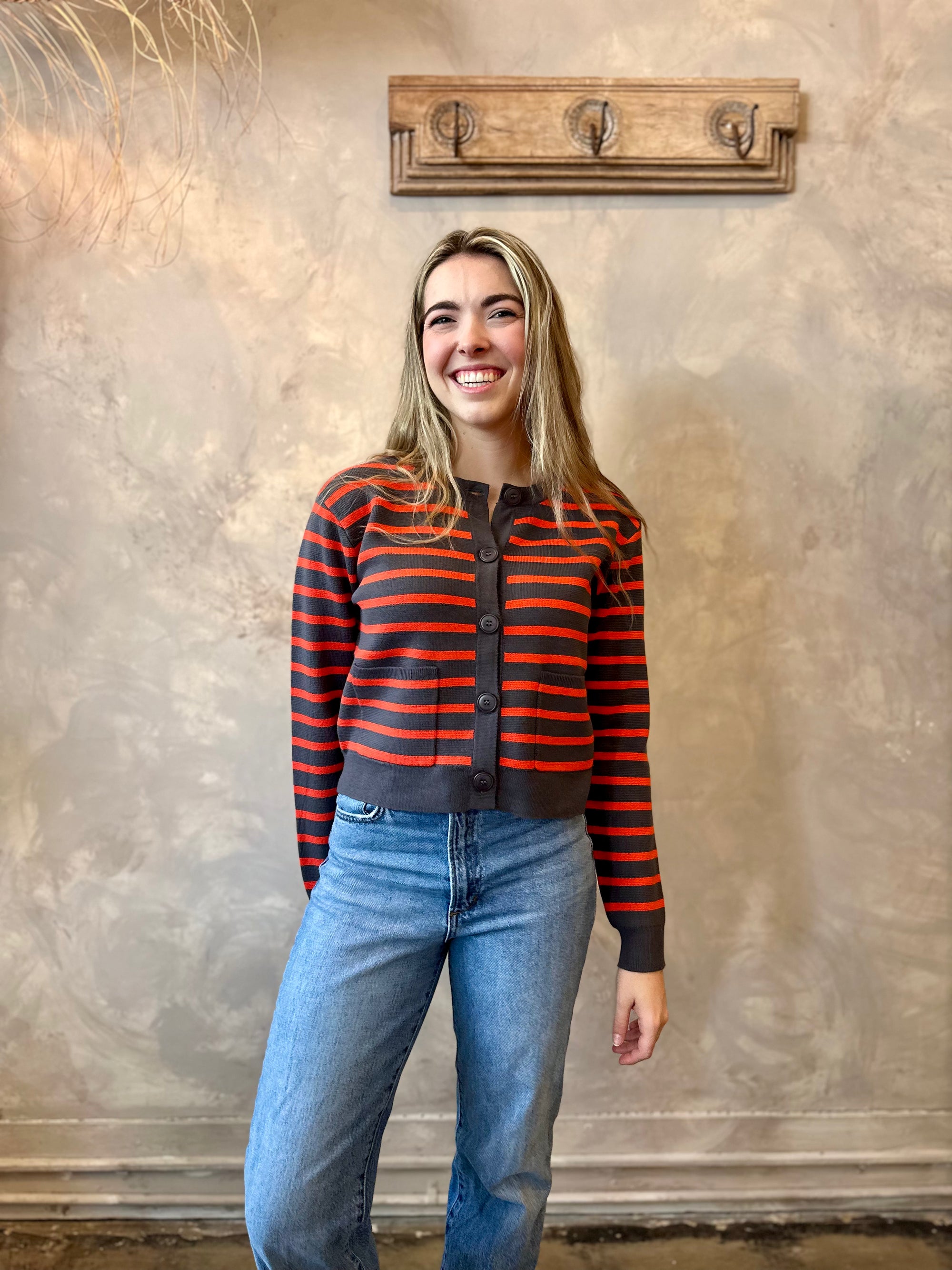 Striped Cardigan - Orange & Shadow