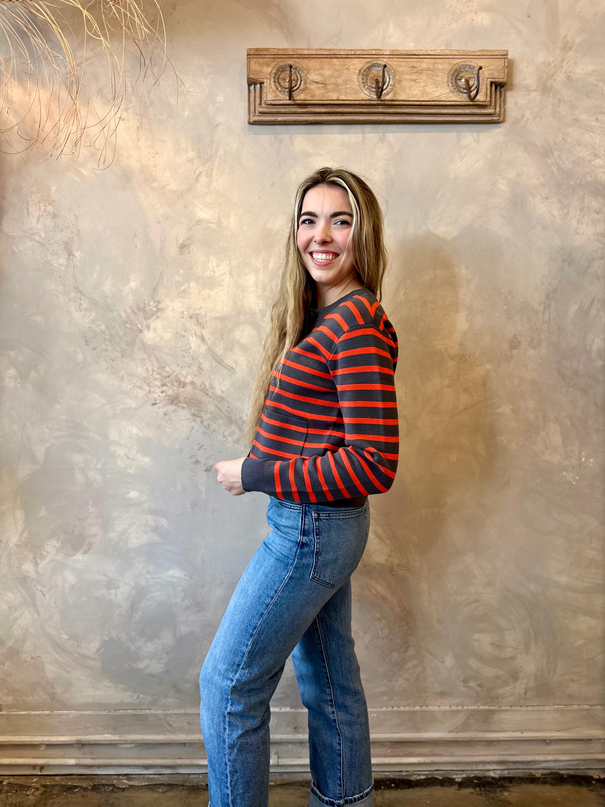 Striped Cardigan - Orange & Shadow