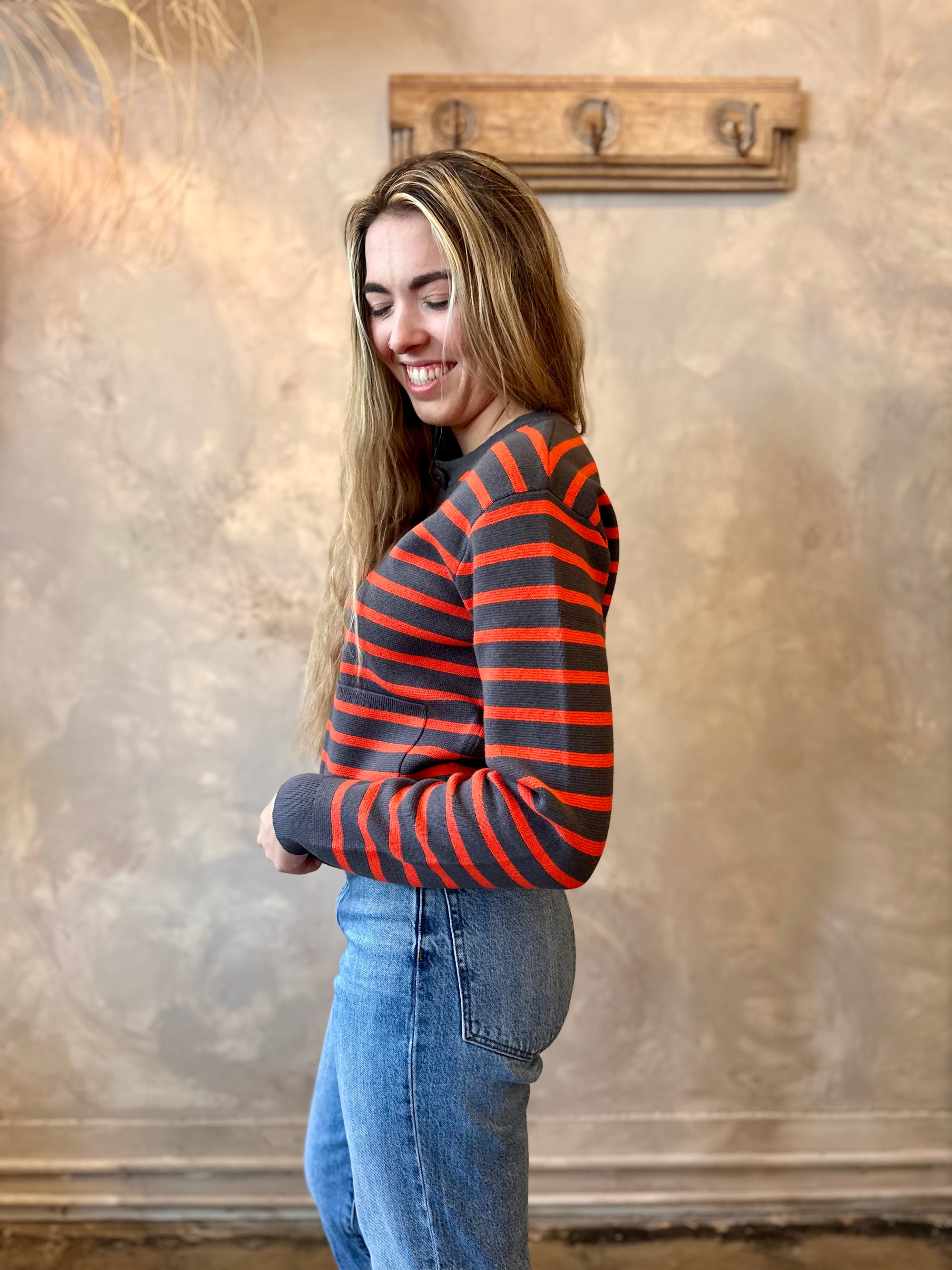 Striped Cardigan - Orange & Shadow