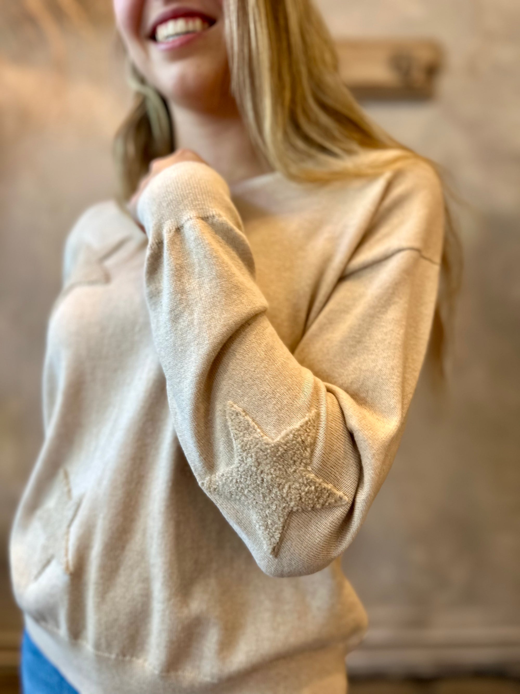 Star Crewneck Sweater - Latte