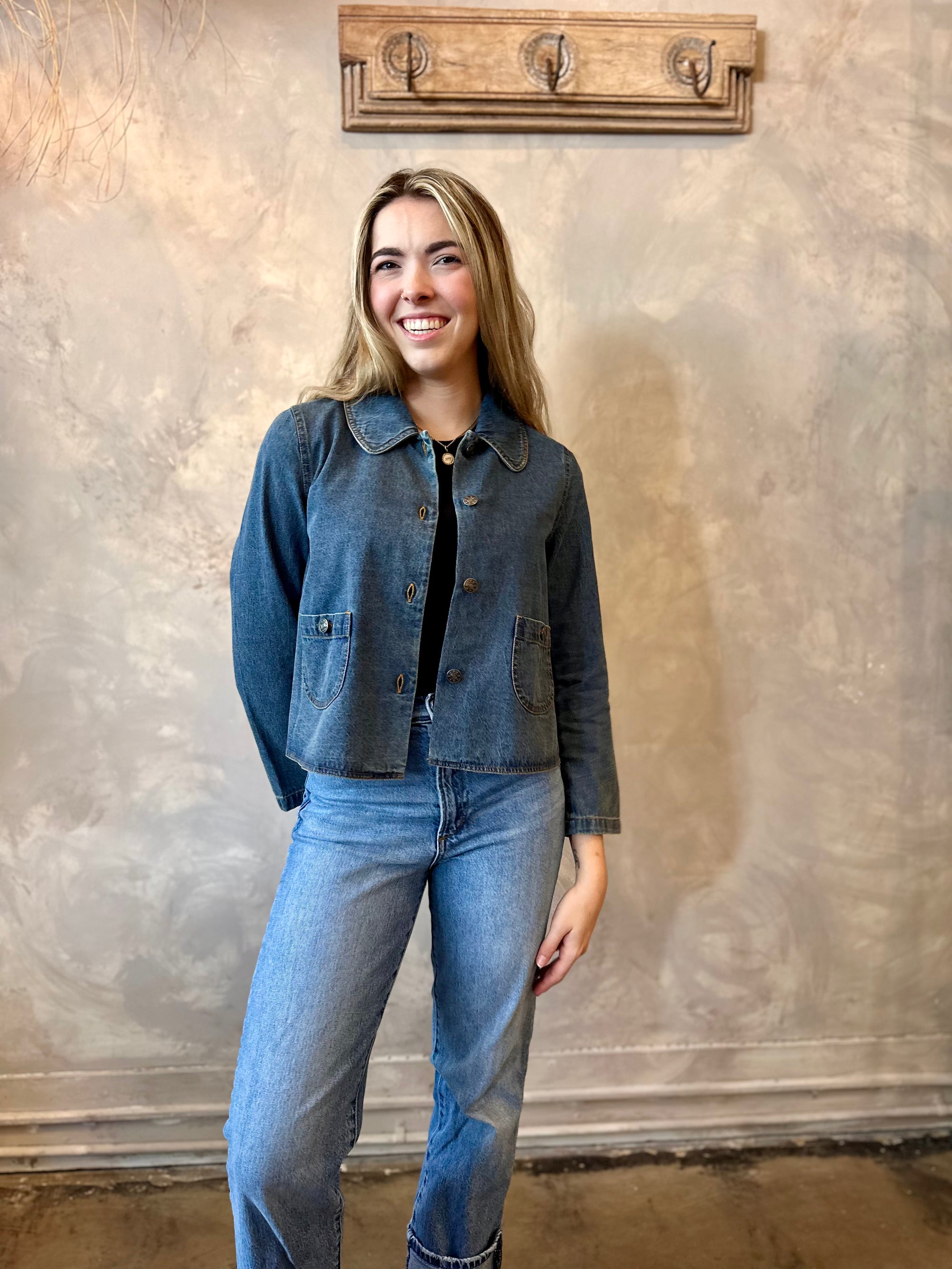 Peter Pan Collar Jacket - Denim