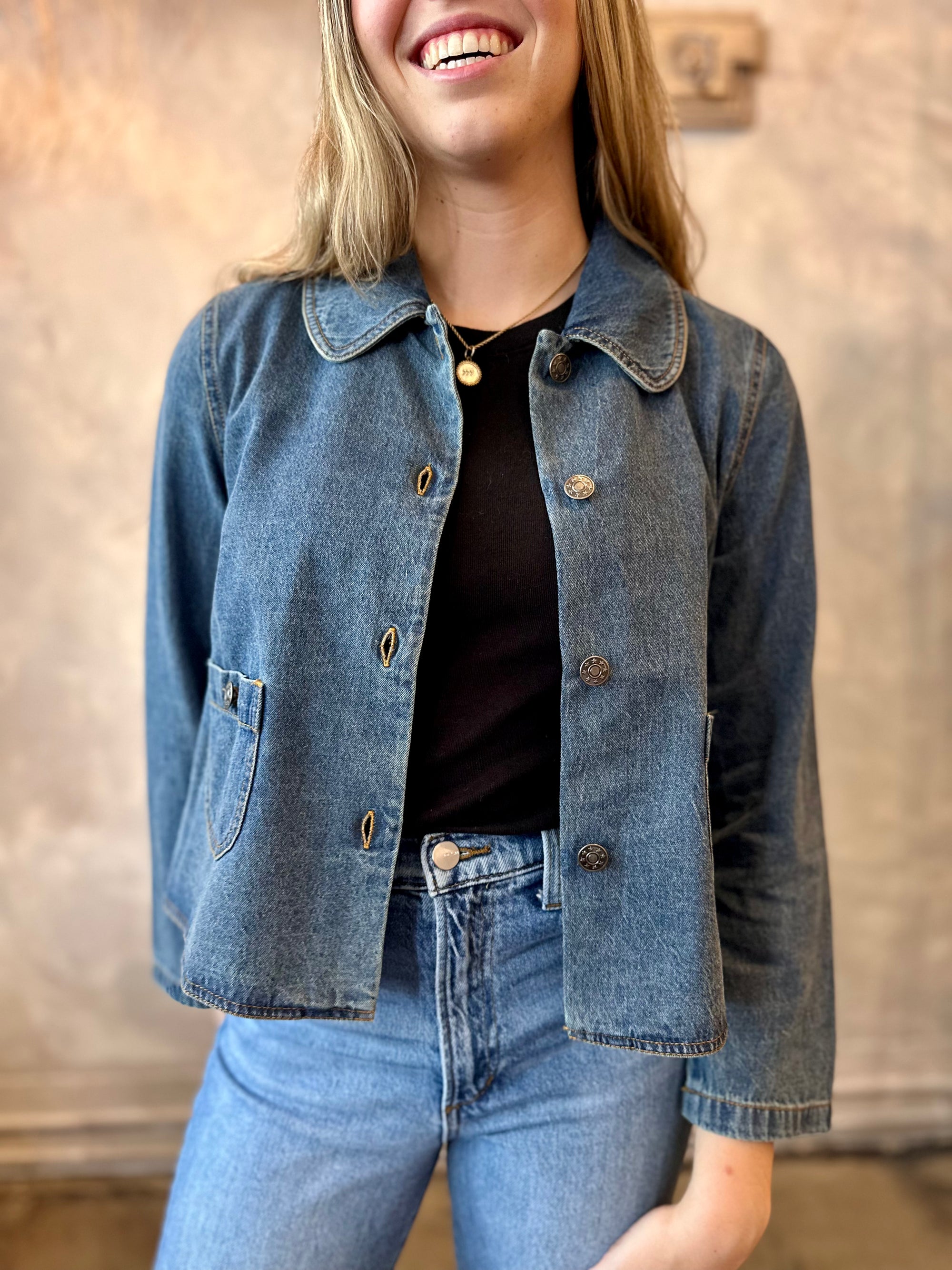 Peter Pan Collar Jacket - Denim