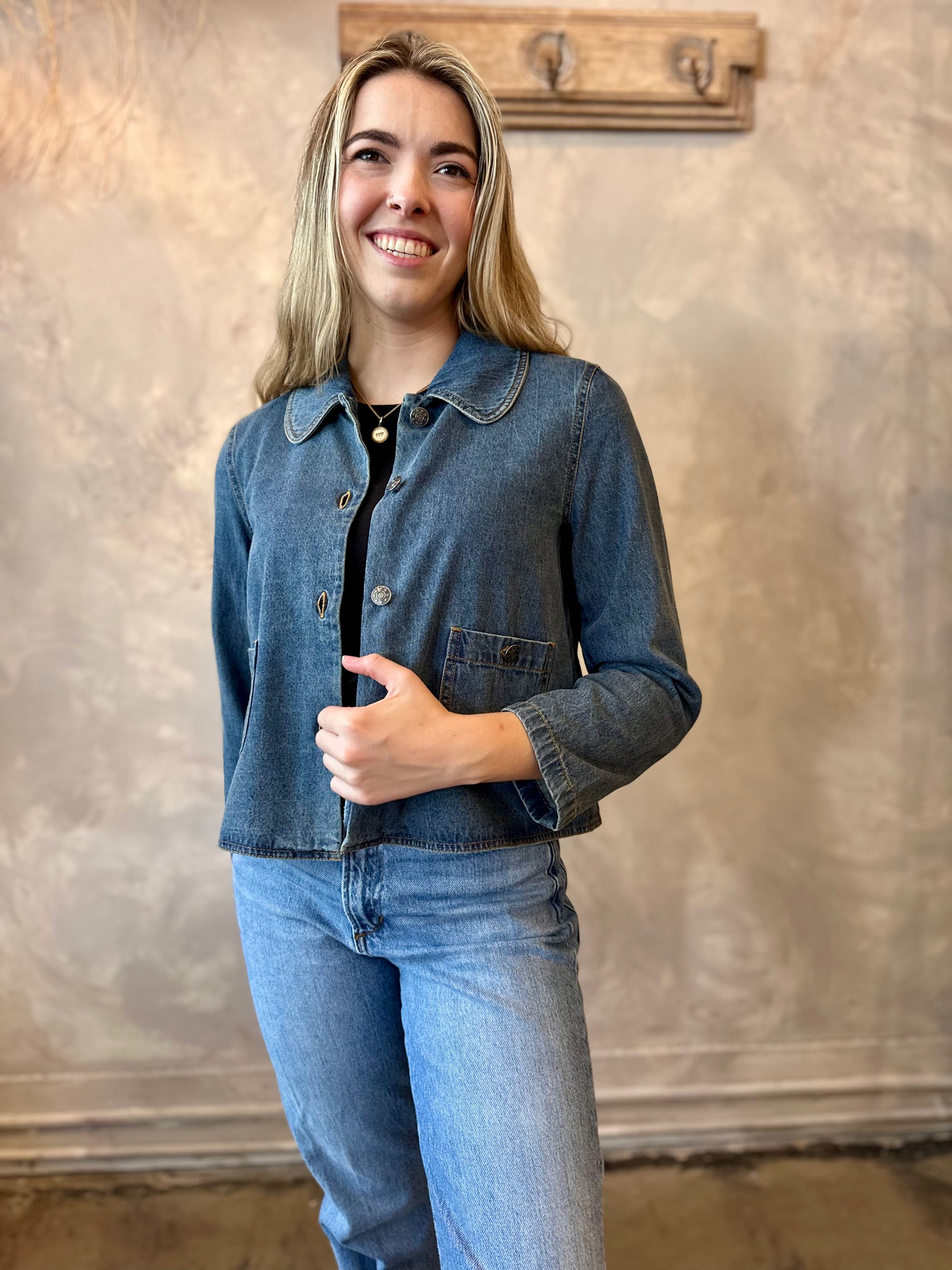 Peter Pan Collar Jacket - Denim