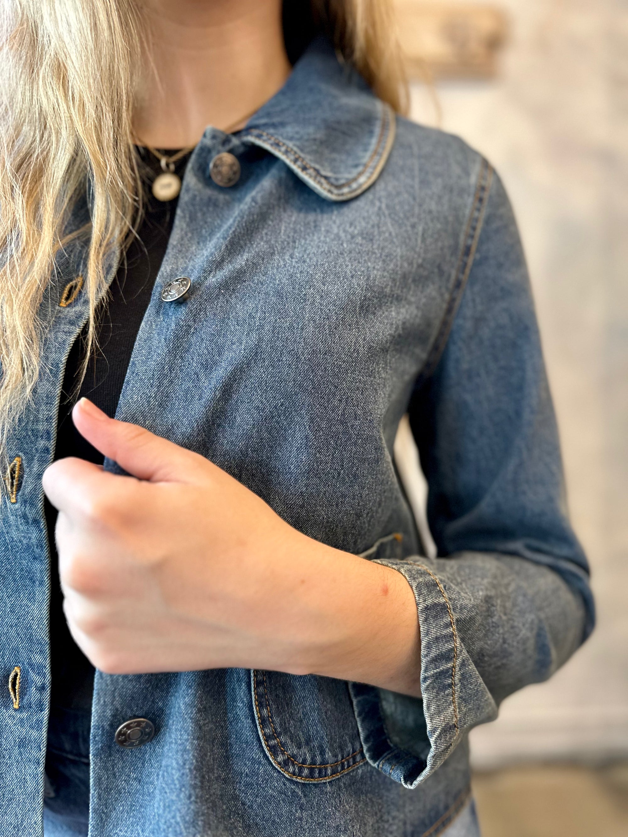 Peter Pan Collar Jacket - Denim