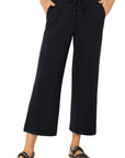 Pull-On Wide Leg Crop Pant - Black