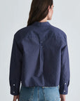 Long Sleeve Button Up - Navy Stripe