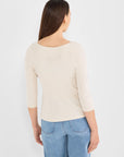 3/4 Sleeve Boatneck Tee - Coconut