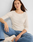 3/4 Sleeve Boatneck Tee - Coconut