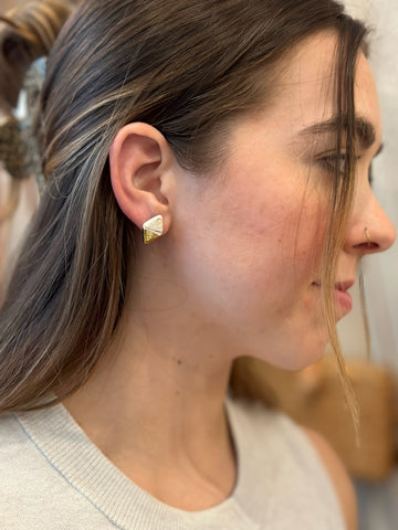 JKH Diamond Stud Earrings - White Marbled