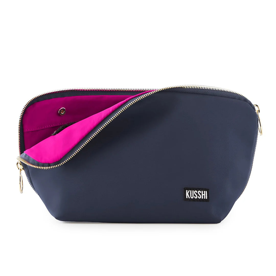 Kusshi Signature Makeup Bag - Navy & Pink
