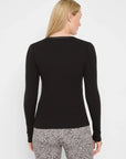 Trimmed Rib Knit V-Neck - Black