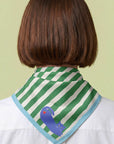 Blue Cat Stripe Cotton Bandana