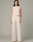 Boat Neck Shell Top - Beige Stripe