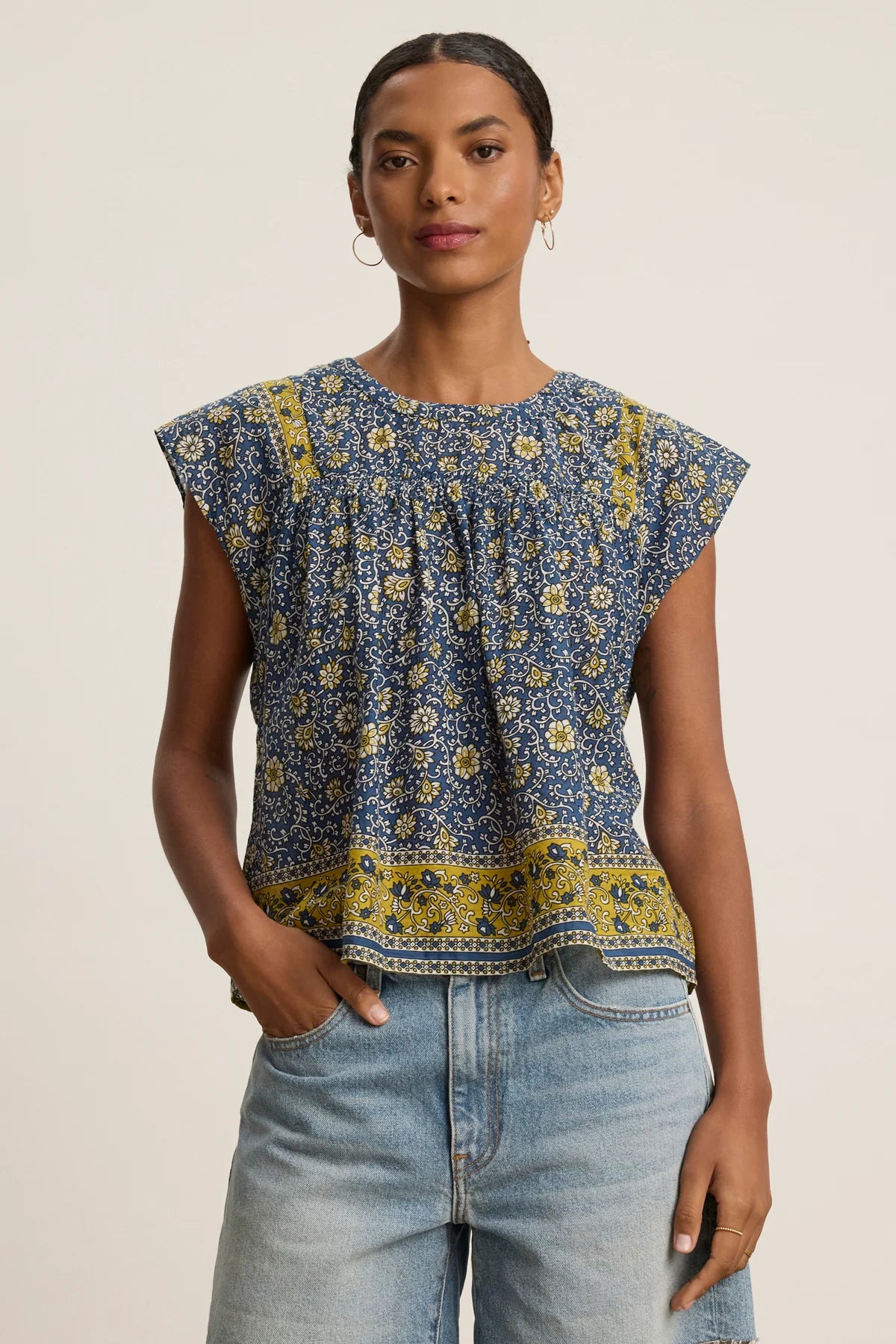 Selene Blouse - Blue Floral
