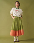 Clementine Colorblock Skirt - Salmon & Olive