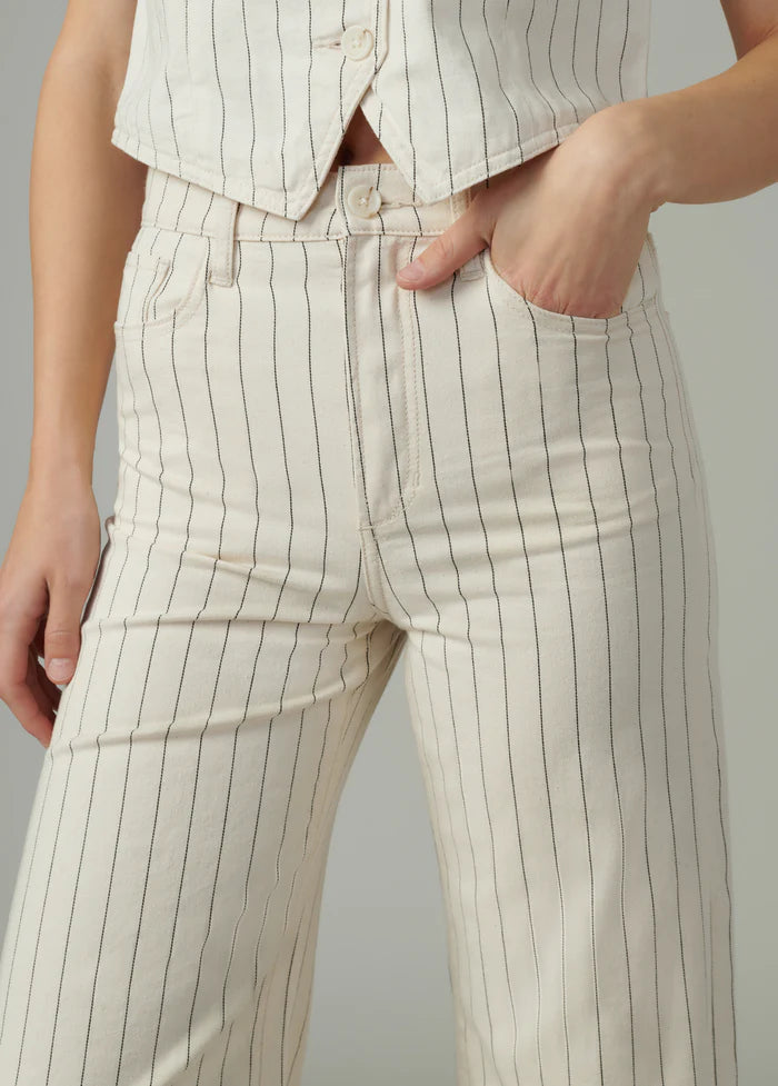 Mia Wide Leg Ankle - Natural Stripe
