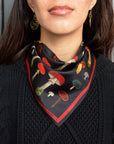 Silk Scarf - Black Mushroom