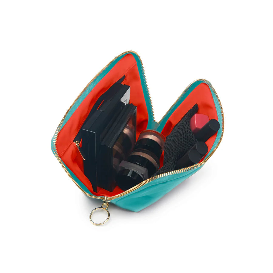 Kusshi Everyday Makeup Bag - Seafoam Green & Orange