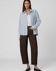 Cinched Waist Shirt - Sky Stripe