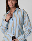 Cinched Waist Shirt - Sky Stripe