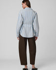 Cinched Waist Shirt - Sky Stripe
