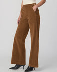 Corduroy Side Zip Wide Leg - Brown Bronze