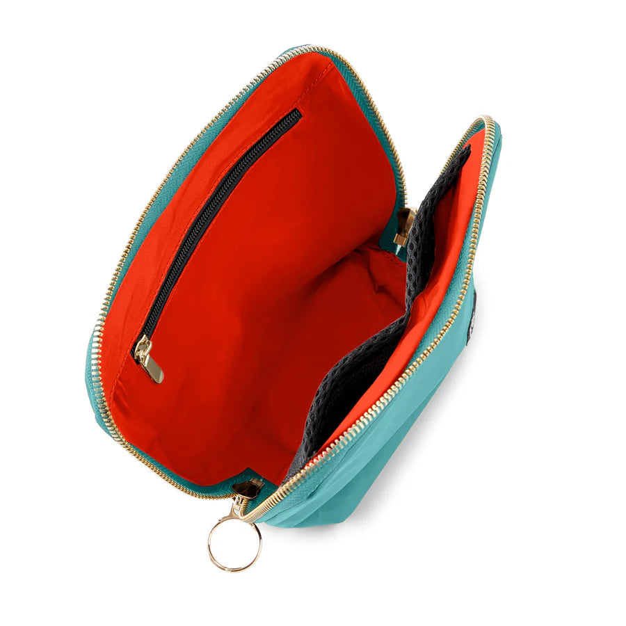 Kusshi Everyday Makeup Bag - Seafoam Green & Orange