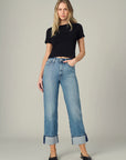 Margot Cuffed Straight Jeans - Showdown