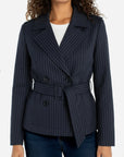 Cropped Trench Jacket - Navy Stripe