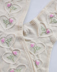 Vintage Rose & Heart Sock - Cream