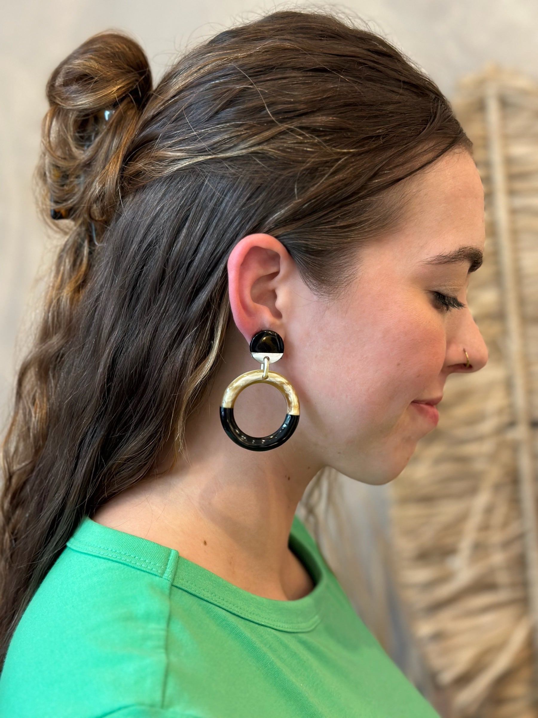 Natural Horn Drop Earring - Split