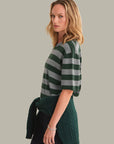 Colette Crew Neck Boxy Tee - Grey & Green