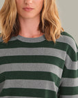Colette Crew Neck Boxy Tee - Grey & Green