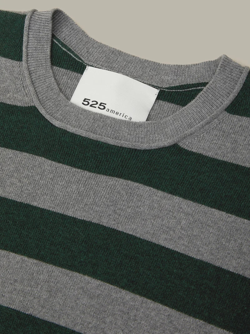 Colette Crew Neck Boxy Tee - Grey &amp; Green