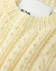 Arden Pointelle Puff Sleeve Top - Lemon Icing
