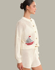 Tide Mesh Nautical Cardigan - Chalk