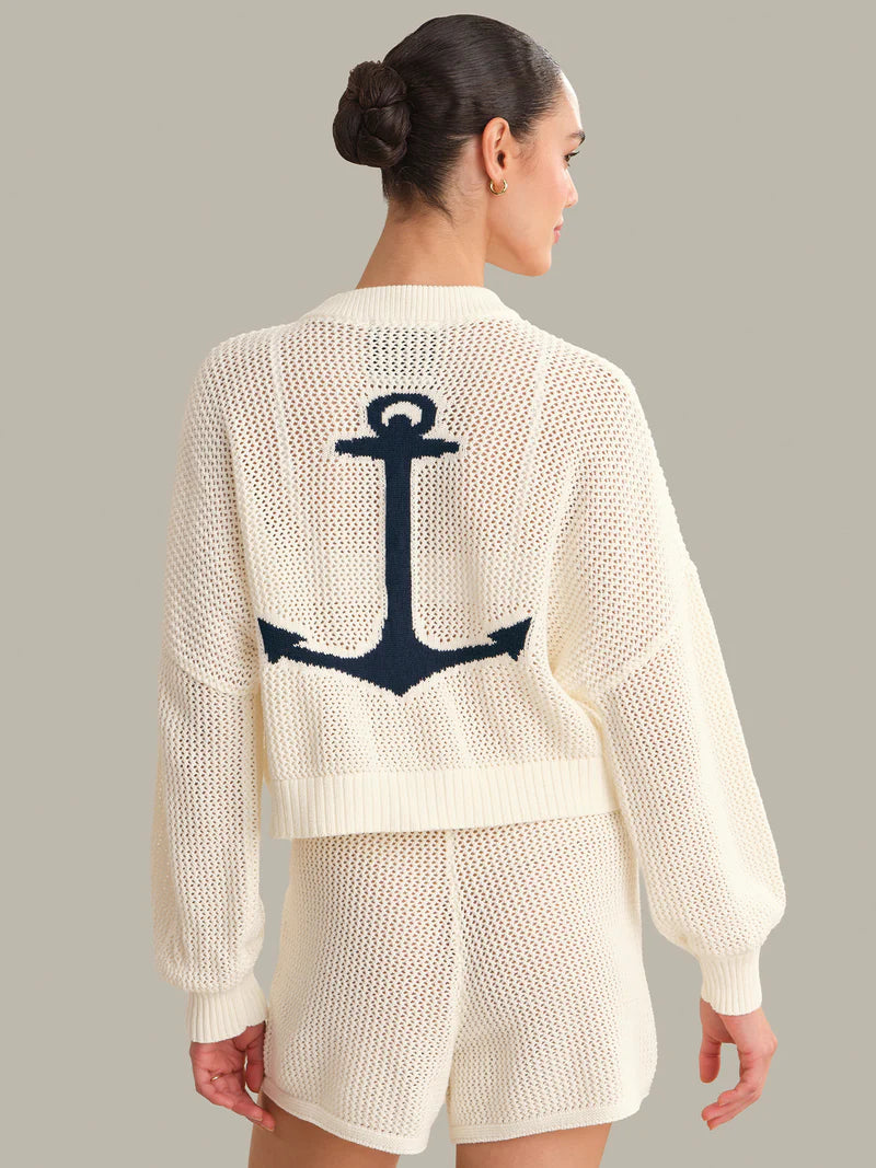 Tide Mesh Nautical Cardigan - Chalk